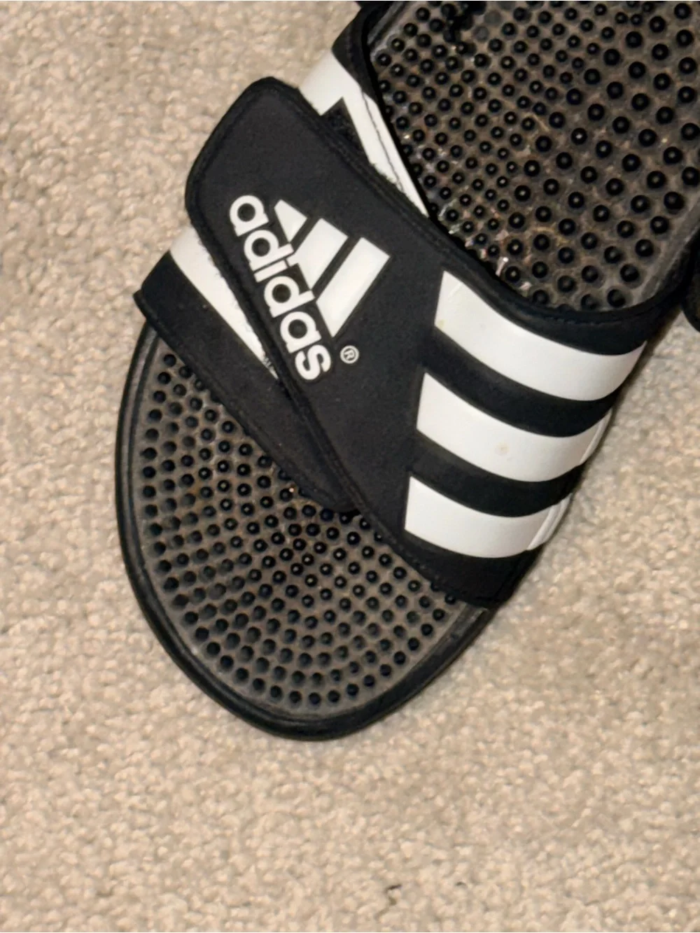 Men’s Adidas Black & White Athletic Slide Sandals 13